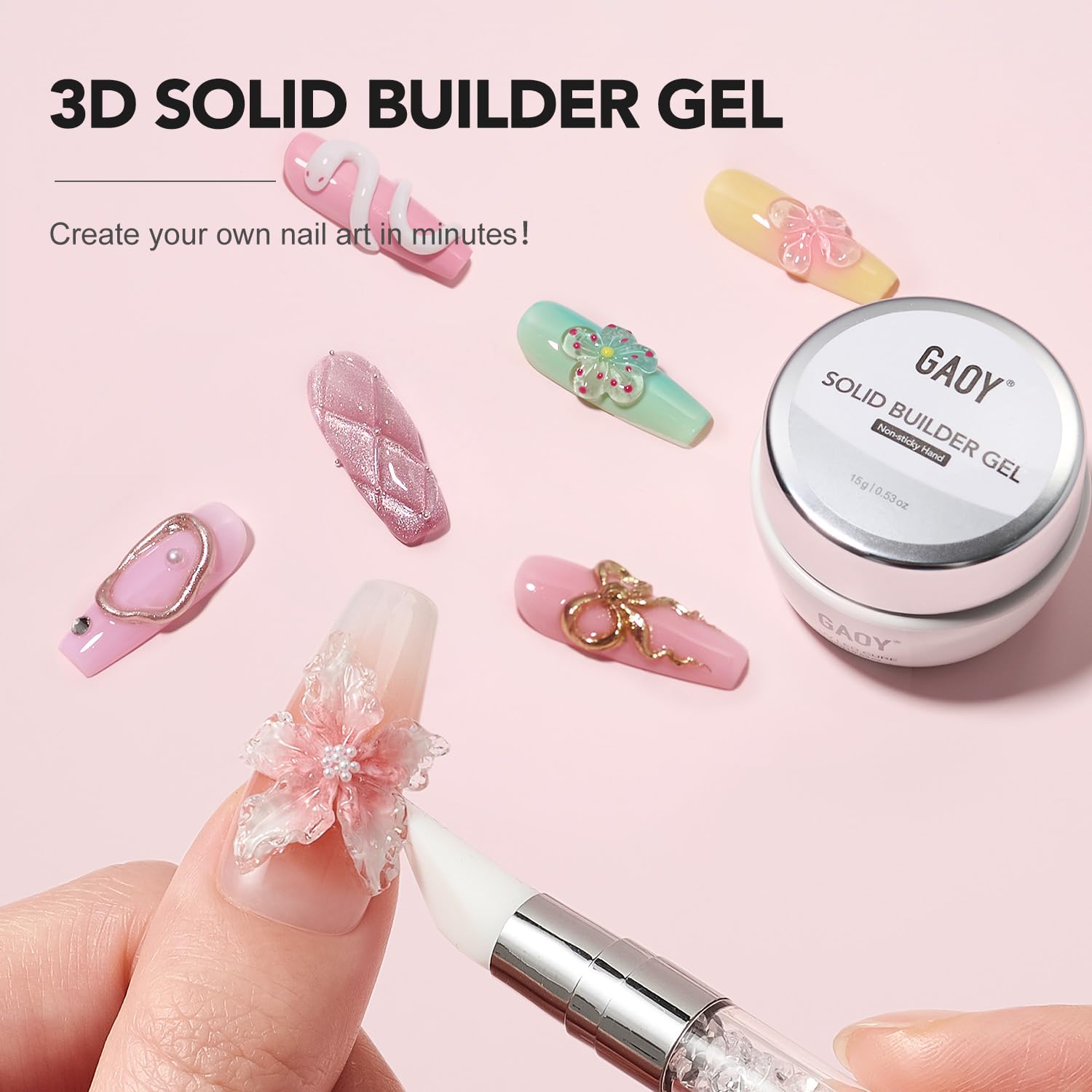 GAOY clear 3D sculpting gel close-up of solid texture, showing moldable consistency benefit