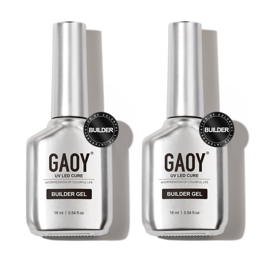 GAOY front view of two clear builder gel bottles showcasing packaging and volume benefit