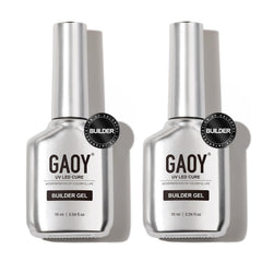 GAOY front view of two clear builder gel bottles showcasing packaging and volume benefit