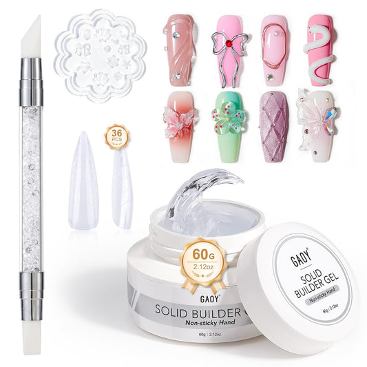 GAOY clear builder gel tube front showing label and size benefit