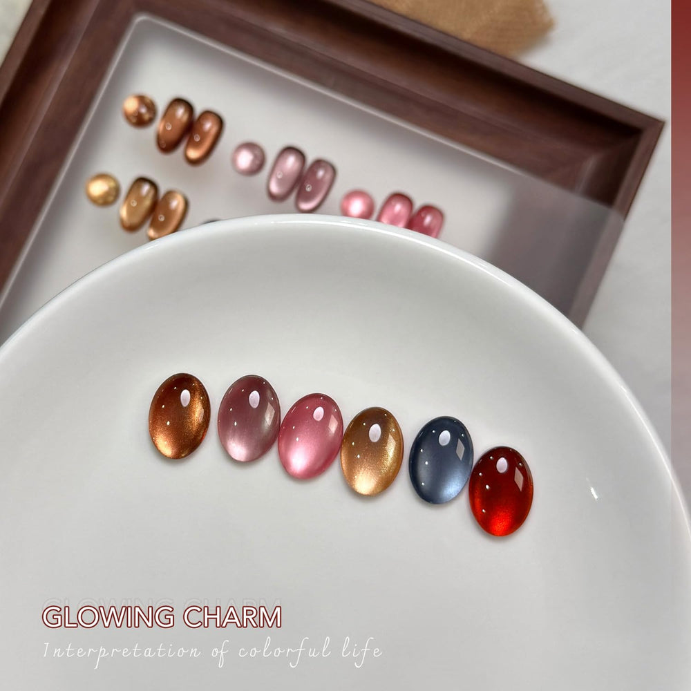GAOY magnet forming a glassy cat-eye line on uncured gel, precise design
