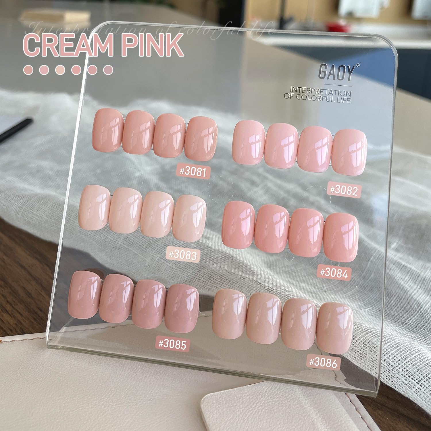 GAOY close-up brush stroke of creamy pink showing smooth coverage and opacity