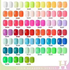 GAOY color array flatlay with bright pinks, corals and greens highlighting shade variety