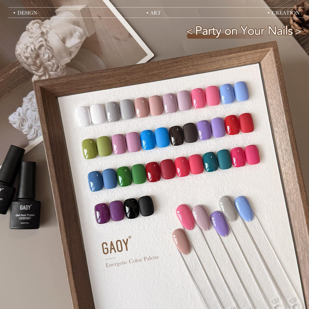 GAOY color palette arranged to display twenty vivid gel shades for versatile looks