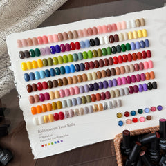 GAOY close-up of many gel polish bottles showing color range for creative nail looks