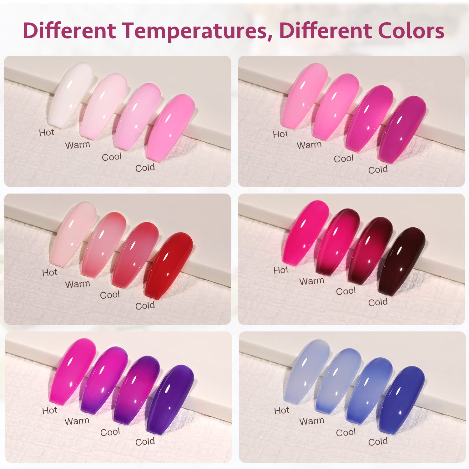 GAOY color swatch fan showing red pink purple shifts for design ideas