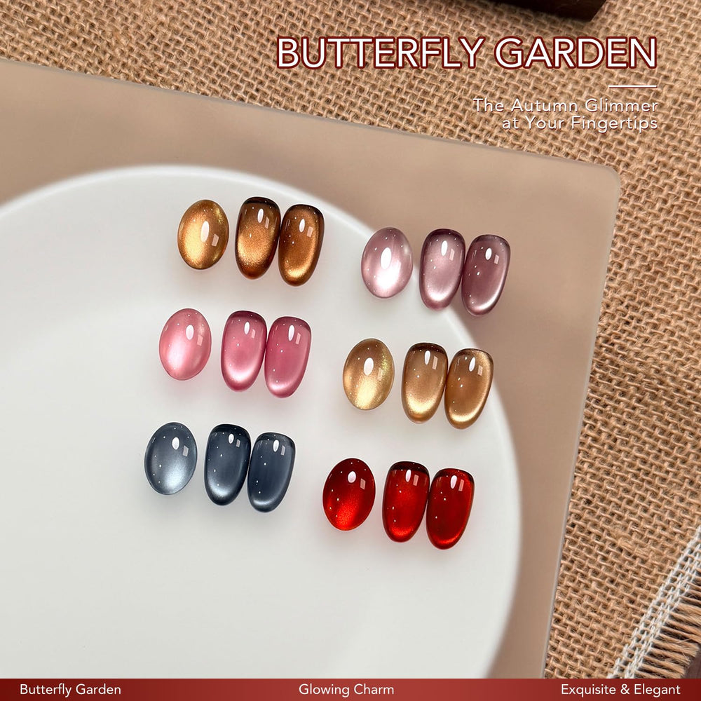 GAOY color swatches of six jelly holographic shades, easy shade selection