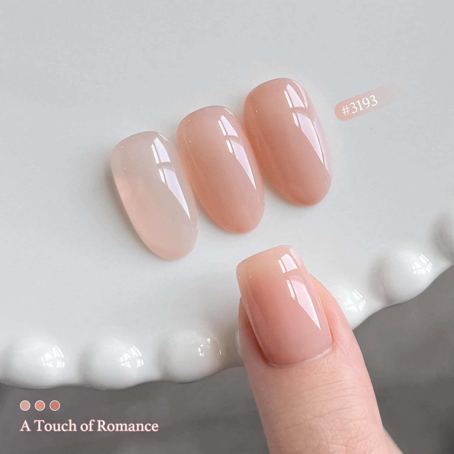 GAOY color swatch lineup on nail tips demonstrating sheer buildable finish