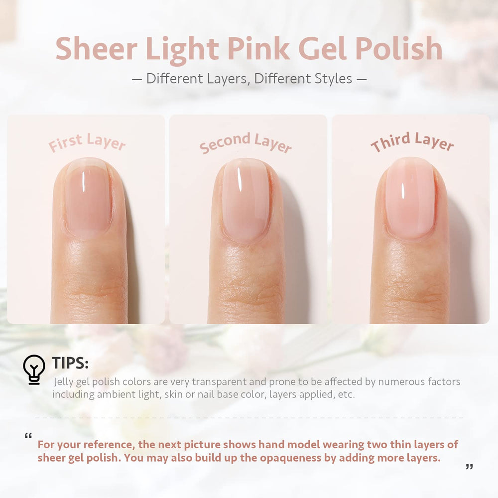 GAOY swatch on nails displaying milky pink translucence and wearable finish