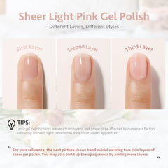GAOY swatch on nails displaying milky pink translucence and wearable finish