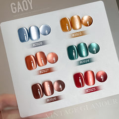 GAOY color swatches close-up showing jelly and glitter shades, visual selection aid