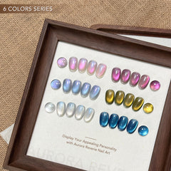 GAOY color swatch palette displaying blue silver pink holographic shades, inspiration