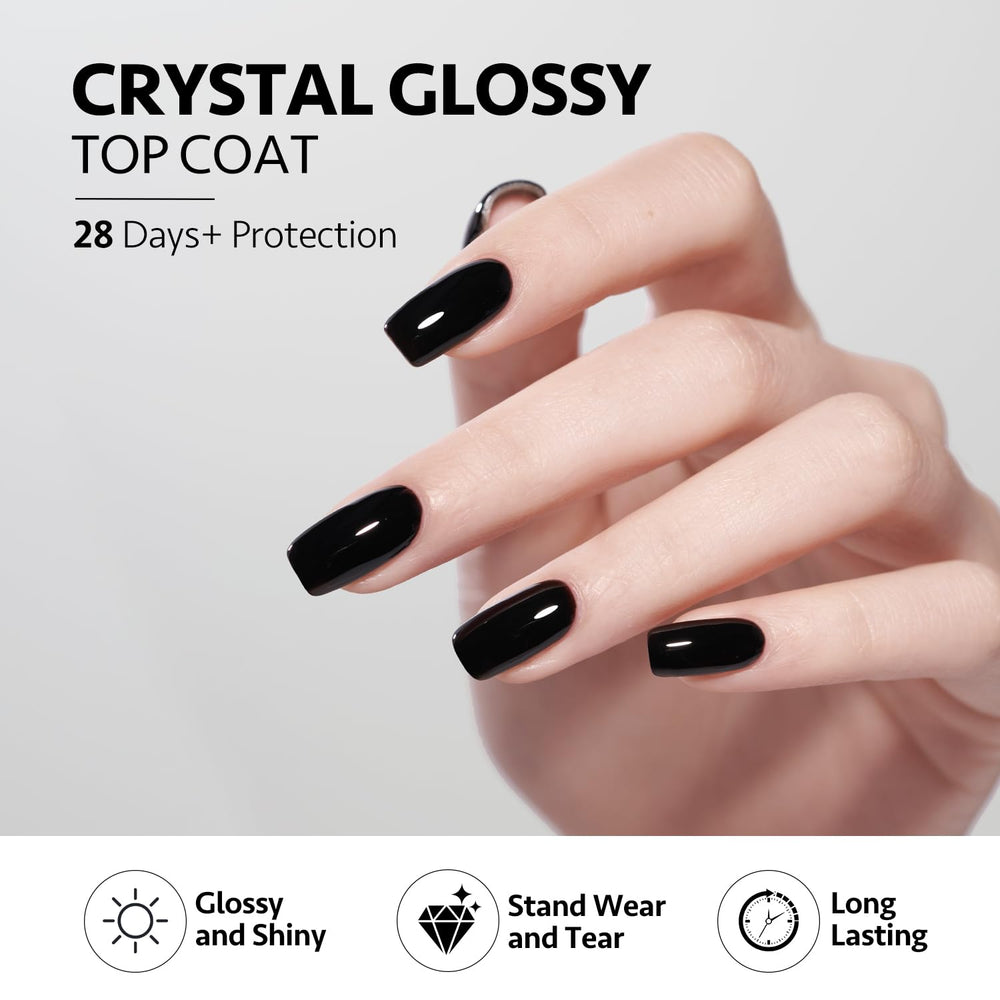 GAOY glossy top coat on nails showing mirror shine and long-lasting protection