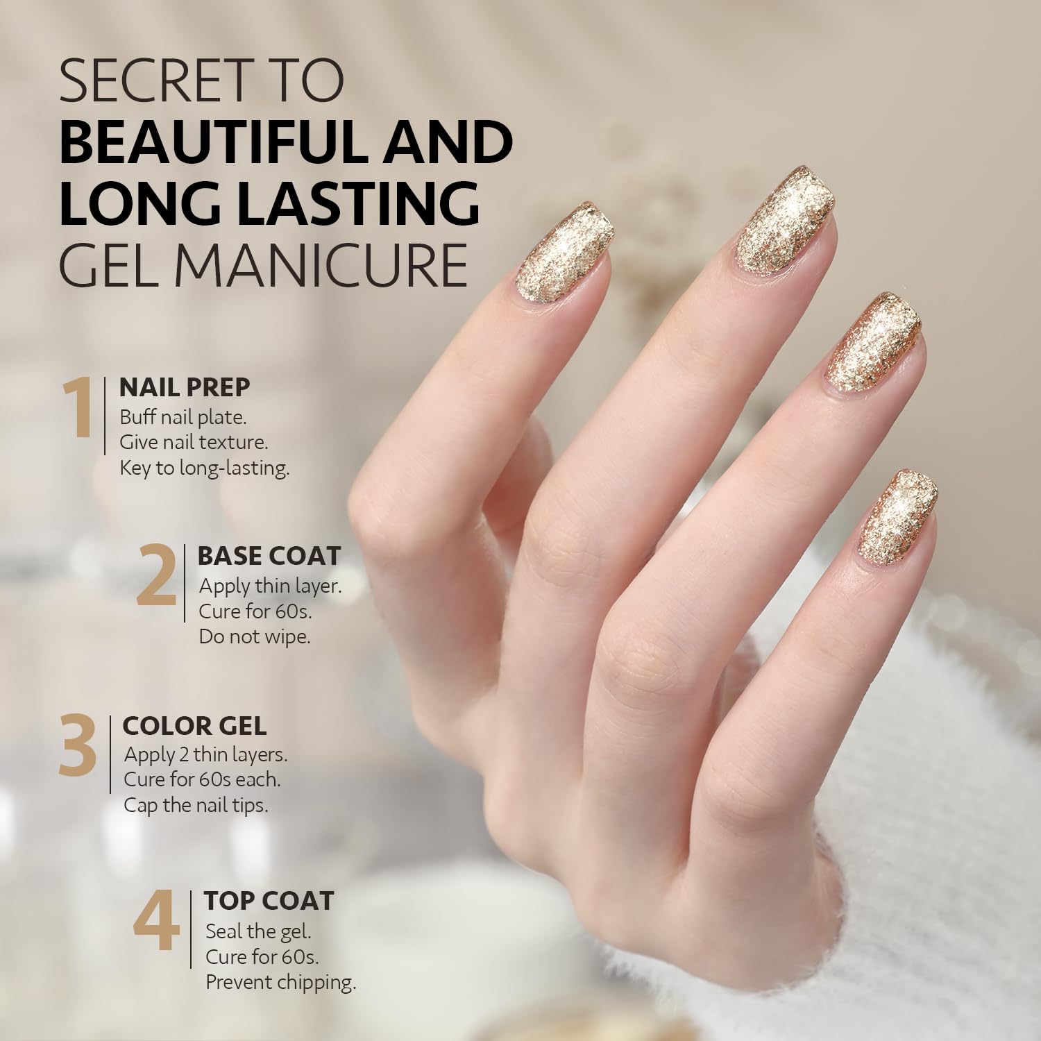 GAOY cured nails in lifestyle setting showcasing long-lasting glossy shine