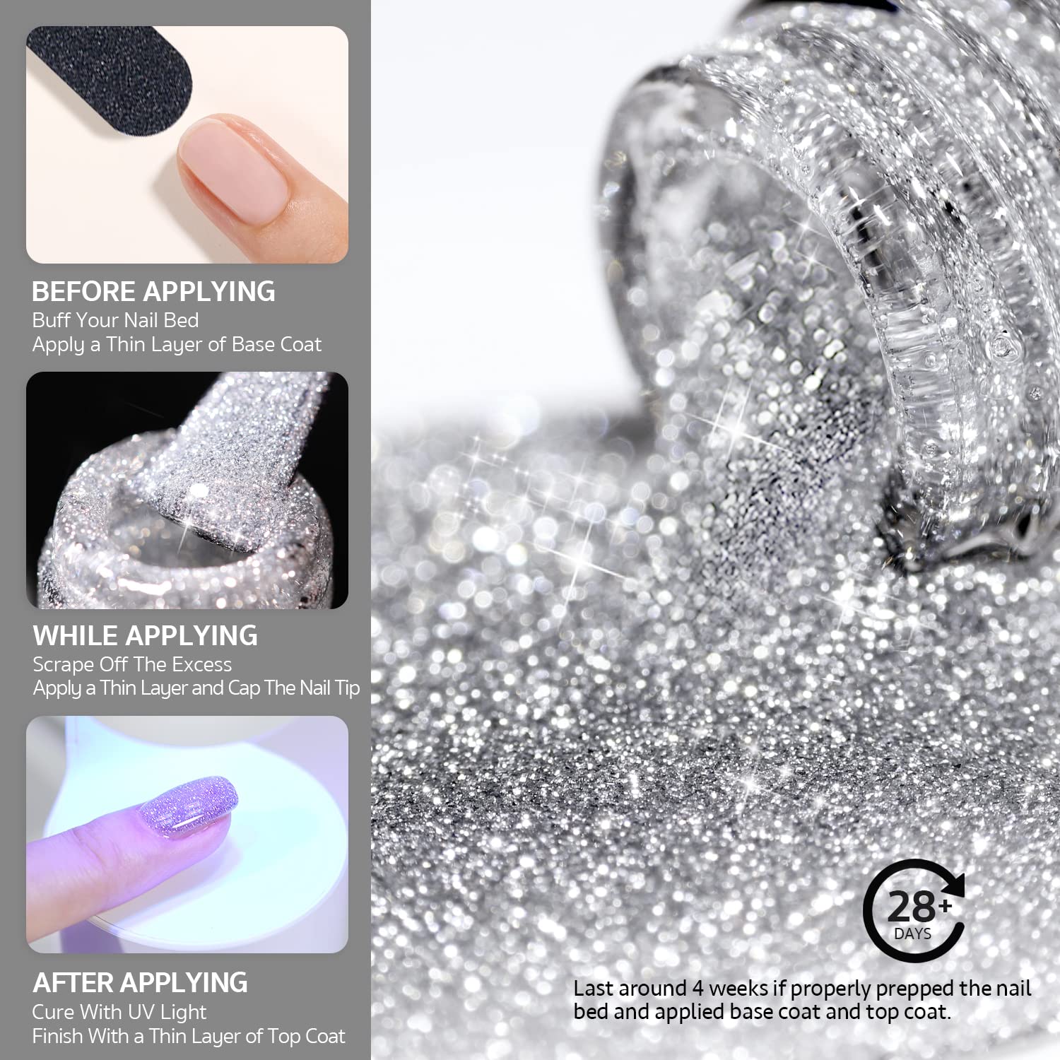 GAOY cured nails under LED lamp demonstrating durable shine