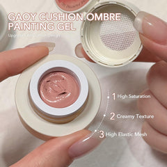 GAOY cushion tip close-up demonstrating controlled gel release for even blending