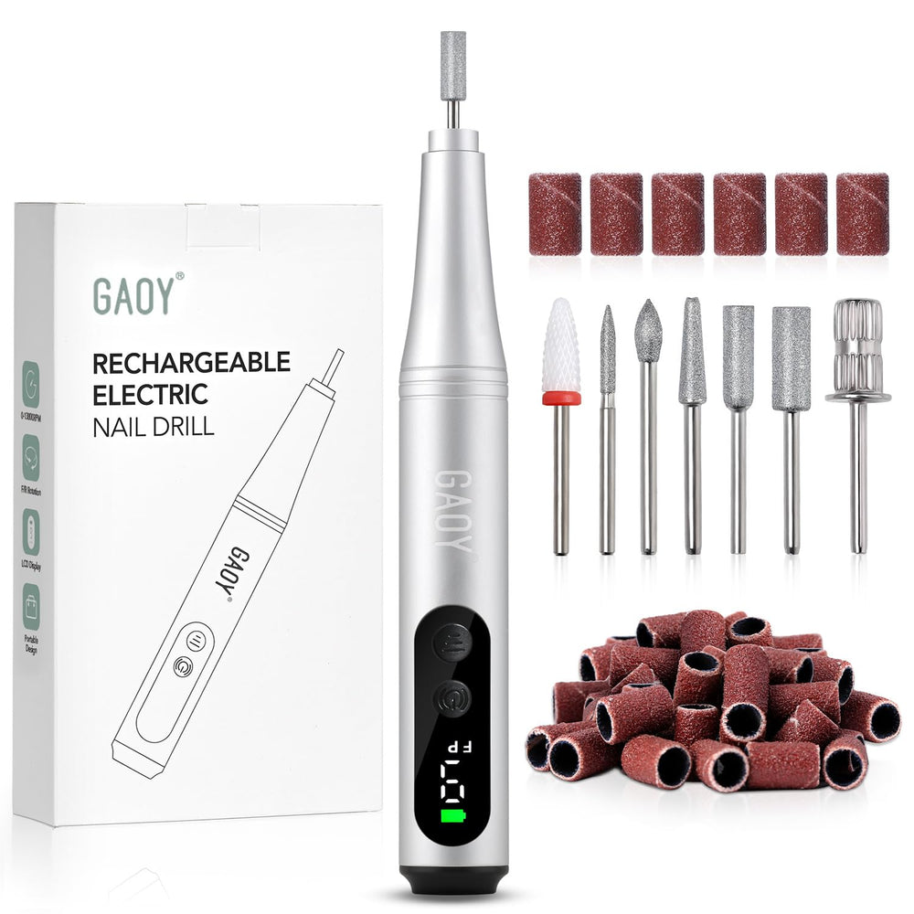 GAOY drill front view showing sleek silver finish and compact shape for precise handling