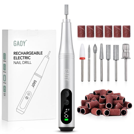 GAOY drill front view showing sleek silver finish and compact shape for precise handling
