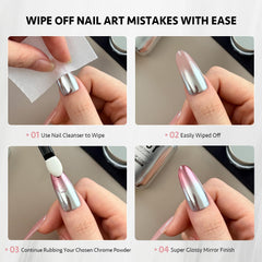 GAOY finished nails with mirror chrome shine highlighting long-lasting glossy result