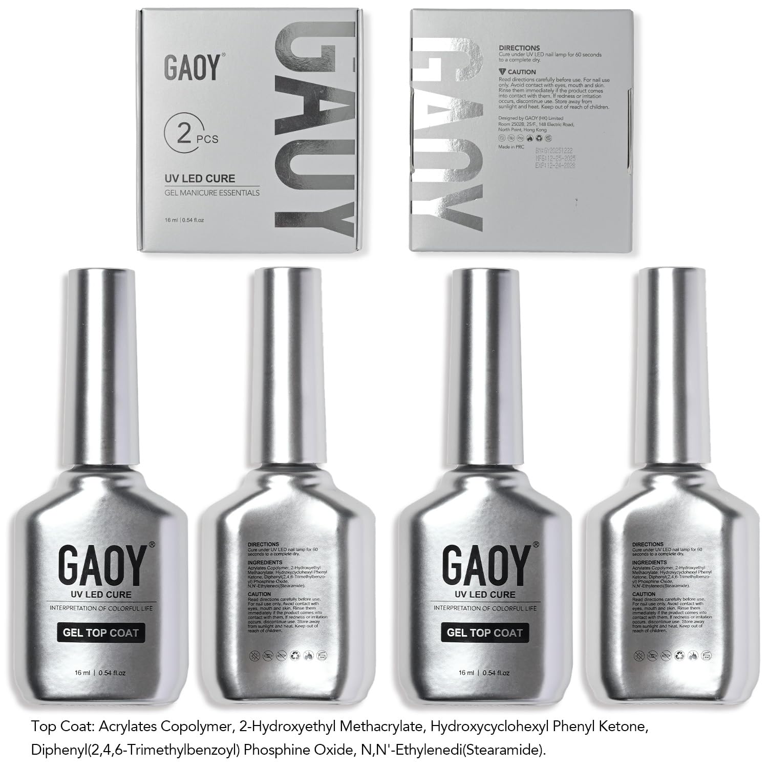 GAOY finished manicure on hands demonstrating long-lasting gloss benefit