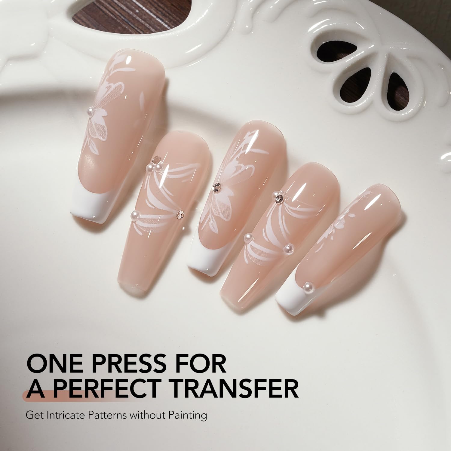 GAOY cured foil transfer on nail demonstrating crisp pattern and long-lasting finish