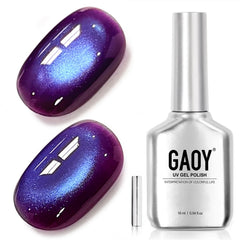 GAOY bottle front view showing Dreamy Purple holographic finish benefit visible color