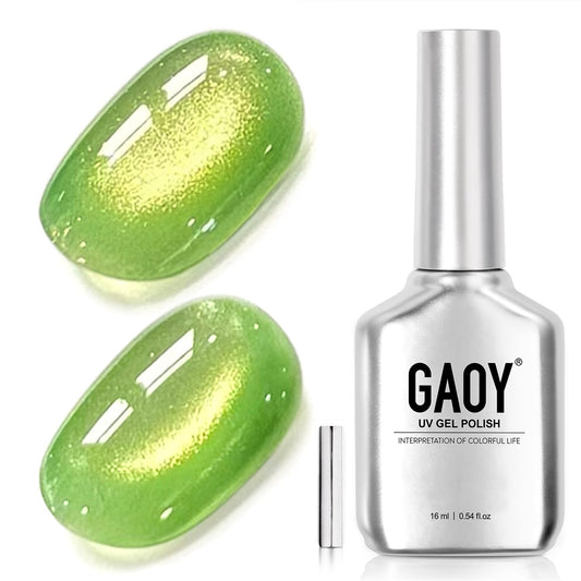 GAOY front bottle lime green showing label and glossy finish for brand clarity