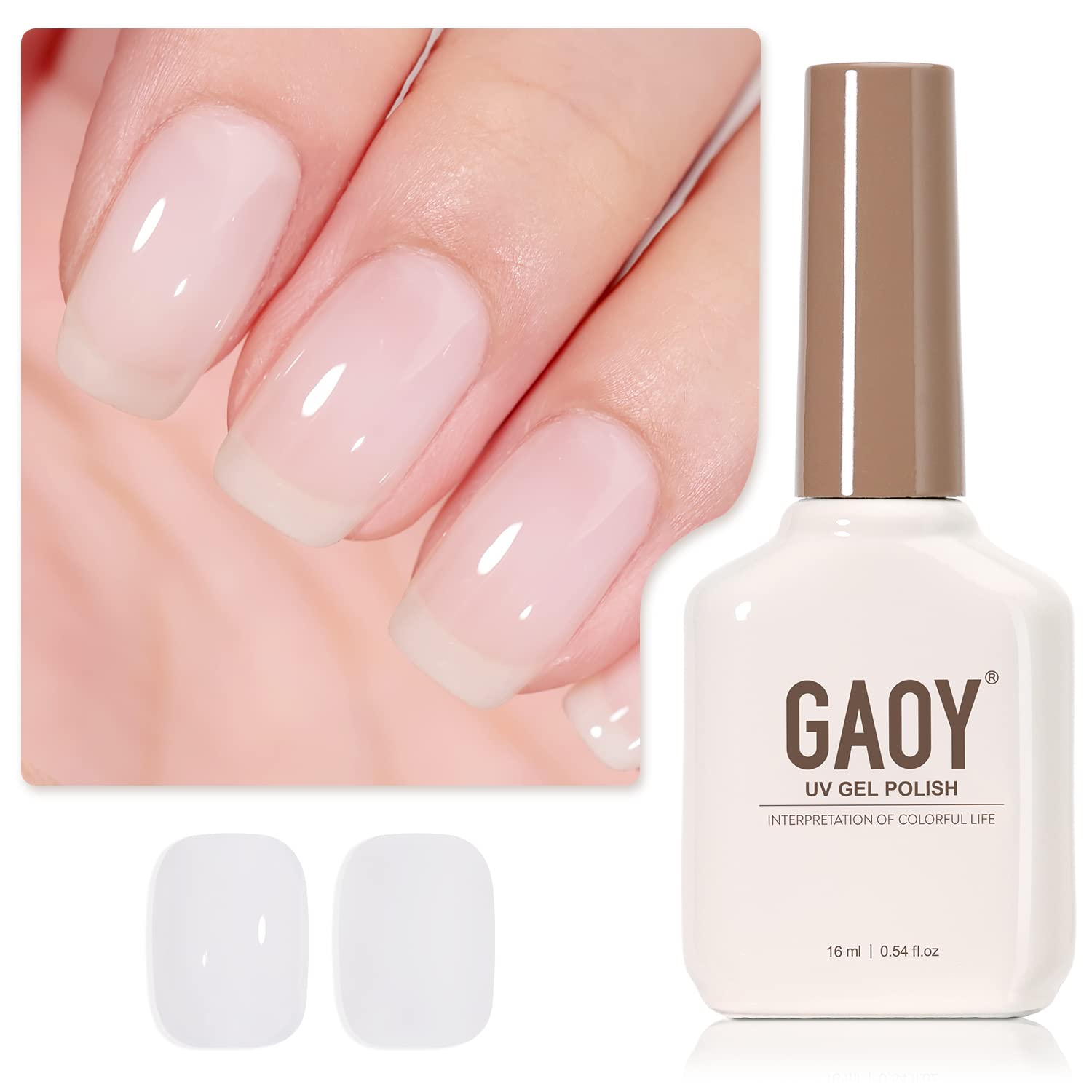 GAOY front bottle milky white 1482 shows shade and volume benefit