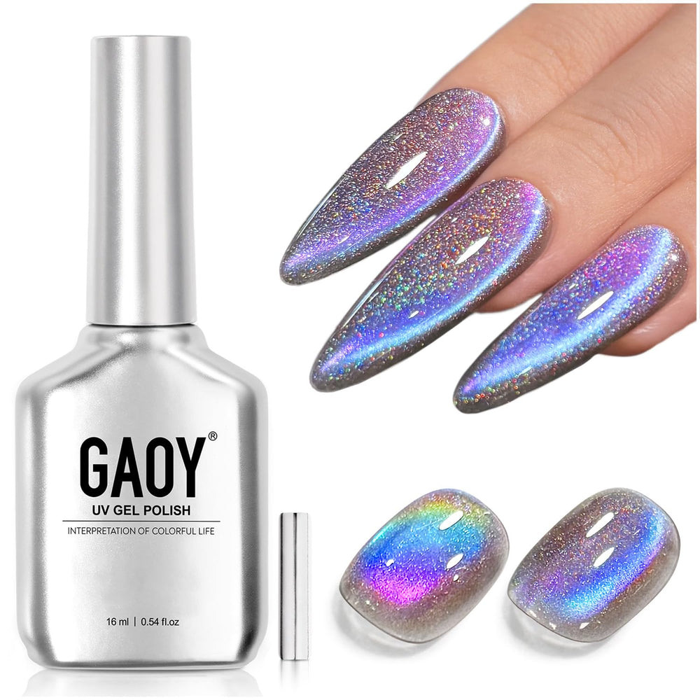 GAOY front bottle of Nebula Opal showing holographic blue-gray benefit shine