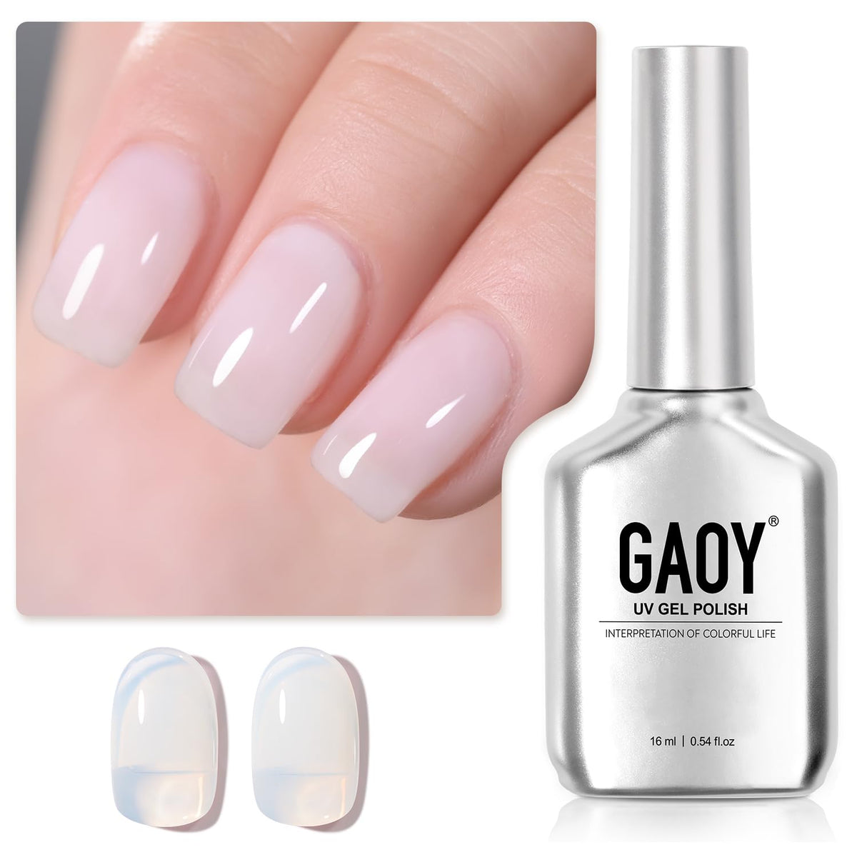 GAOY front bottle showing sheer white shade and 16ml volume benefit