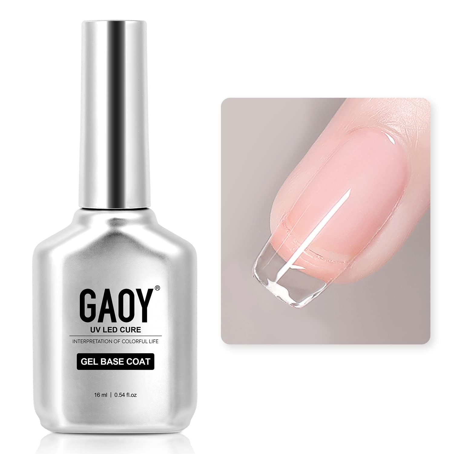 GAOY front bottle showing clear base coat and compact design for easy storage