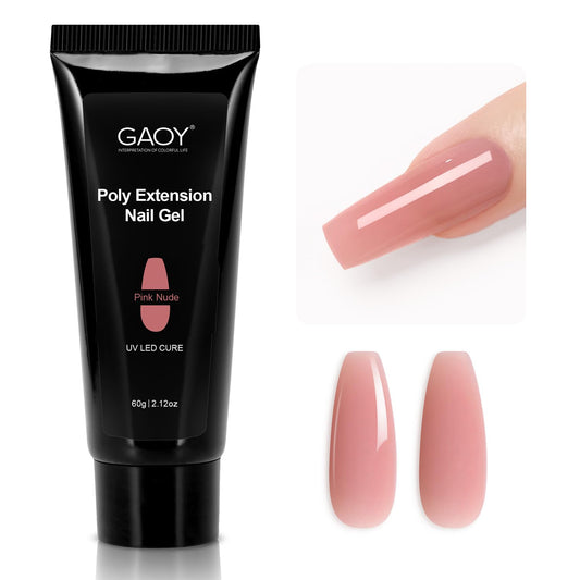 GAOY jar front view showing pink nude builder gel for easy sculpting