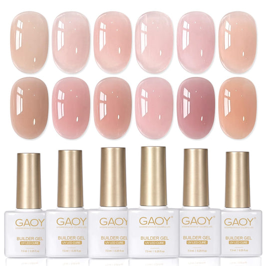 GAOY front packaging showing six builder gel bottles and kit benefits