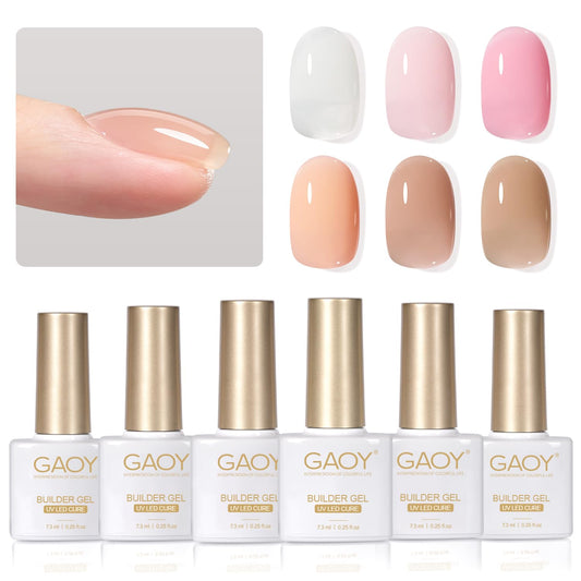 GAOY front packaging showing six builder gel pots and labels for easy selection