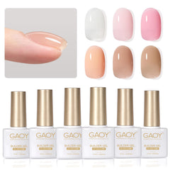 GAOY front packaging showing six builder gel pots and labels for easy selection