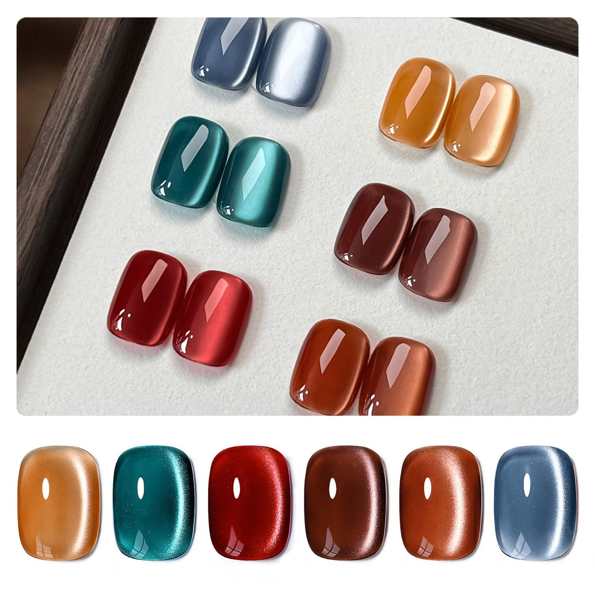 GAOY front packaging showing six gel bottles and magnet, clear kit overview