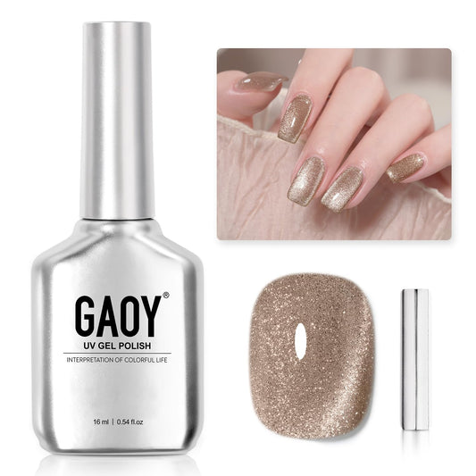 GAOY front packaging of champagne 2157 showing reflective shimmer and included magnet benefit