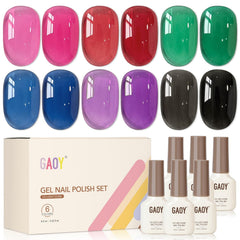 GAOY front packaging showing six gel bottles and kit benefits