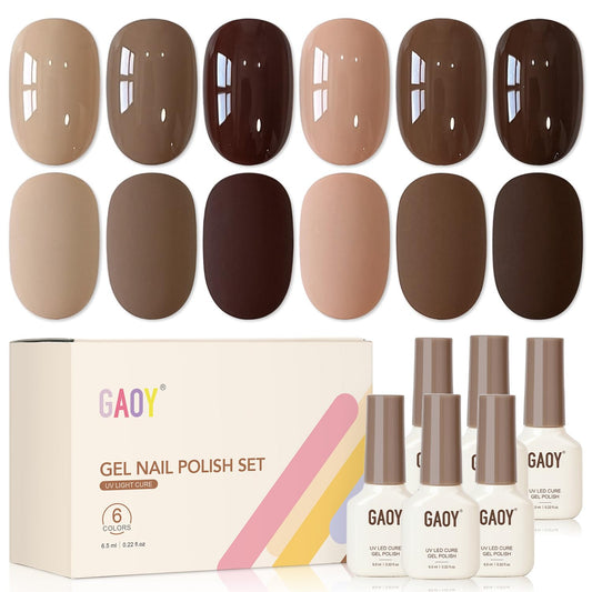GAOY front packaging showing six gel polish bottles and colors for versatile looks