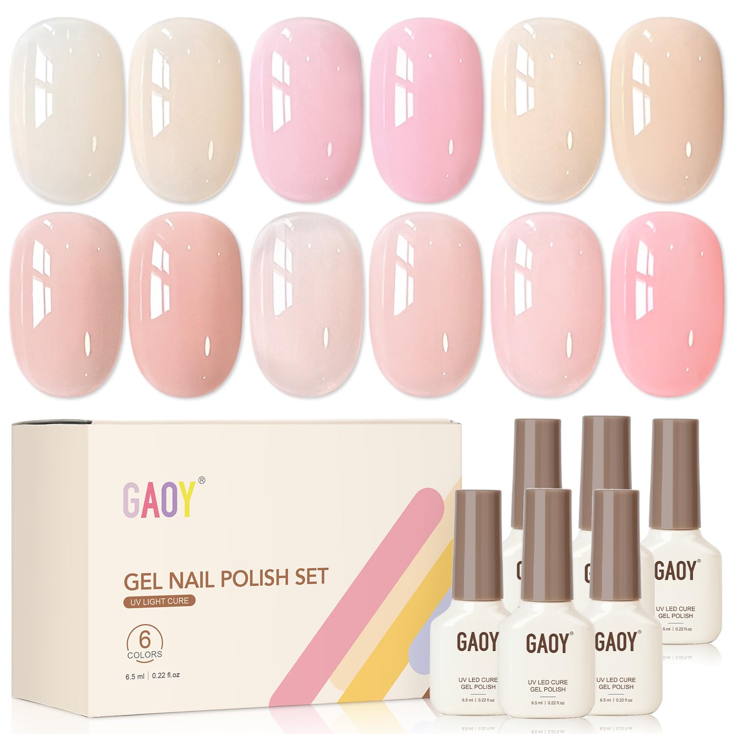 GAOY front packaging showing six jelly gel bottles and kit benefits