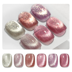 GAOY front packaging showing six glitter cat eye bottles and magnet, professional kit benefit