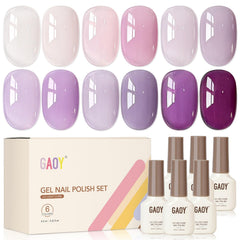 GAOY front packaging showing six jelly purple gel bottles and benefits