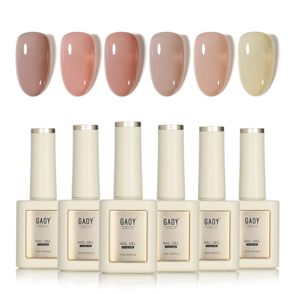GAOY front packaging showing six nude jelly bottles and set benefits