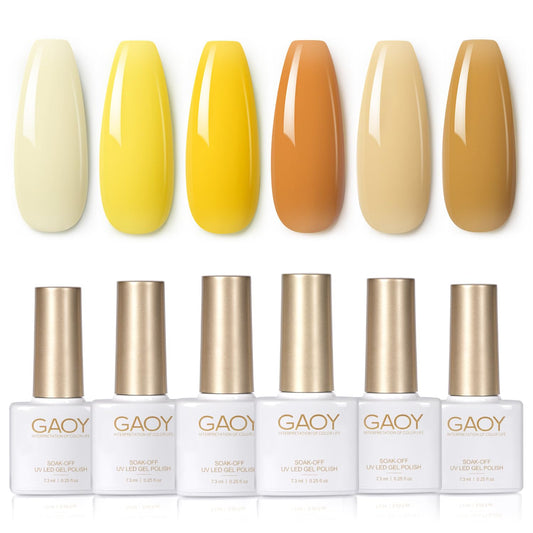 GAOY front packaging showing six pastel bottles and kit benefit of coordinated shades