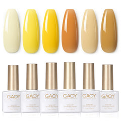 GAOY front packaging showing six pastel bottles and kit benefit of coordinated shades