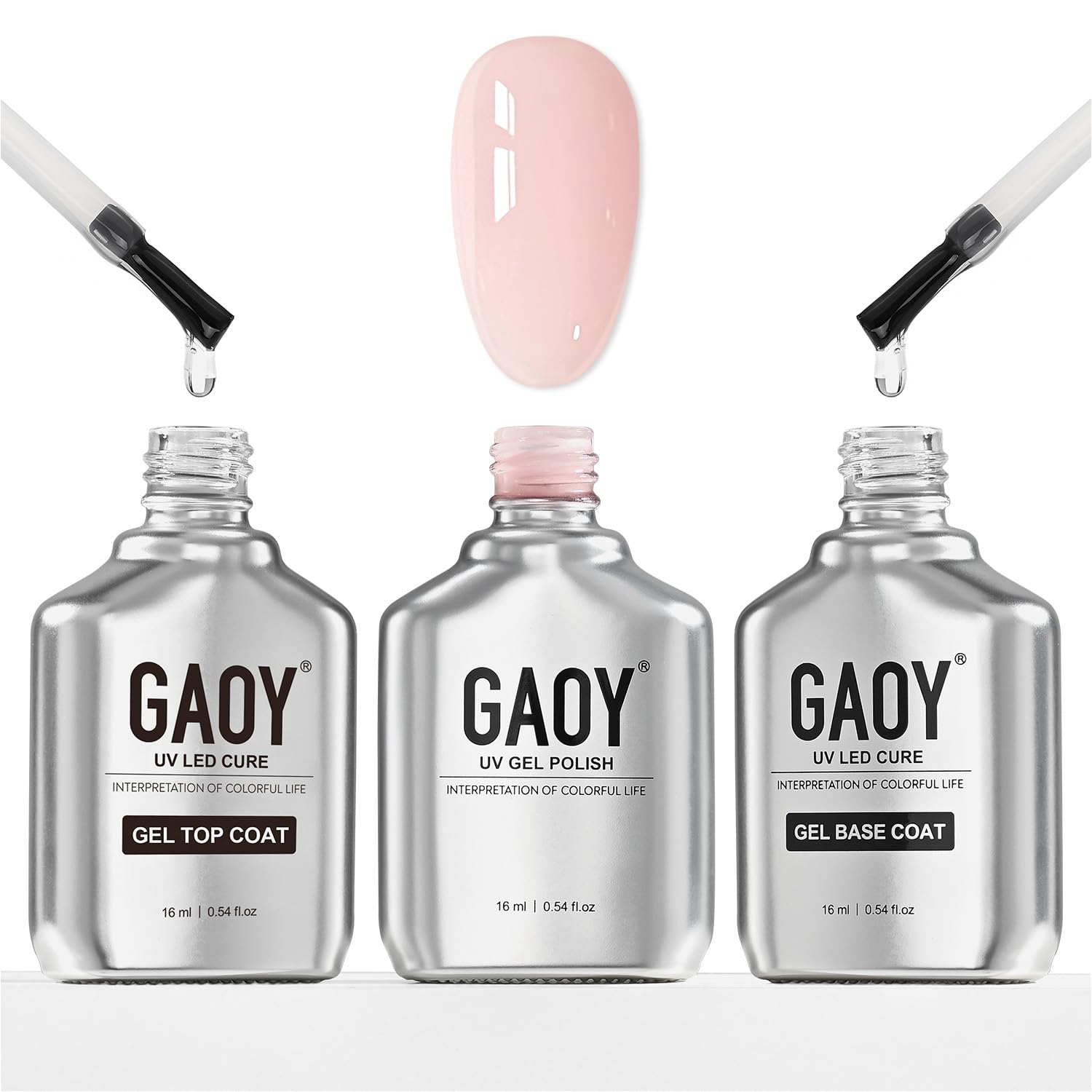 GAOY front packaging shot showing three 16ml bottles and compact kit benefit