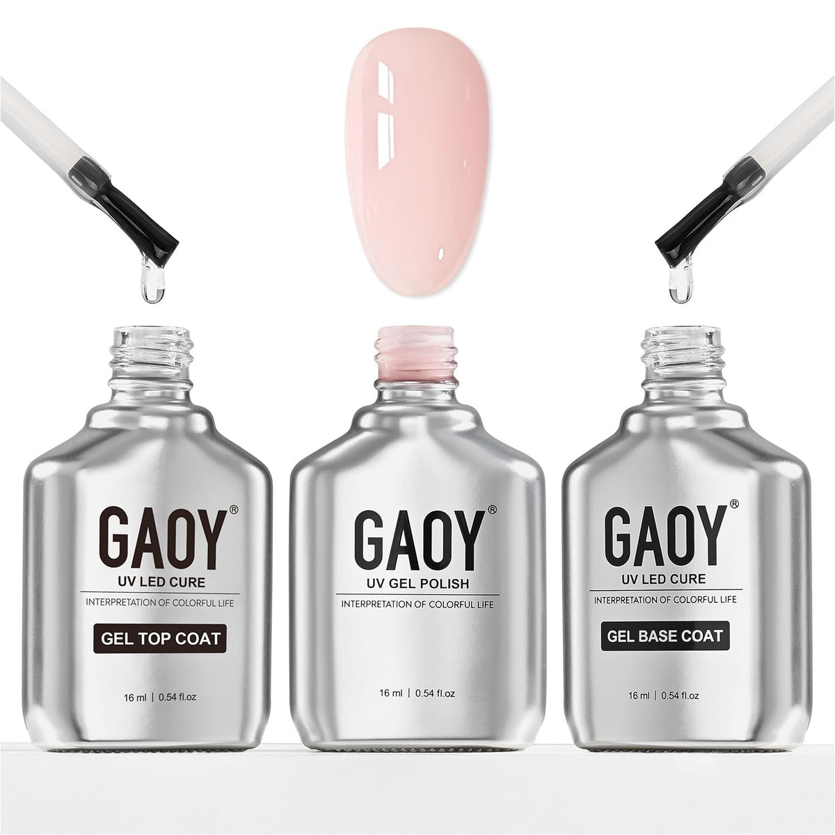 GAOY front packaging shot showing three 16ml bottles and compact kit benefit
