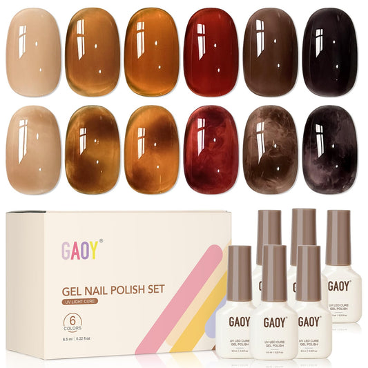 GAOY front packaging showing six gel polish bottles and versatile shades