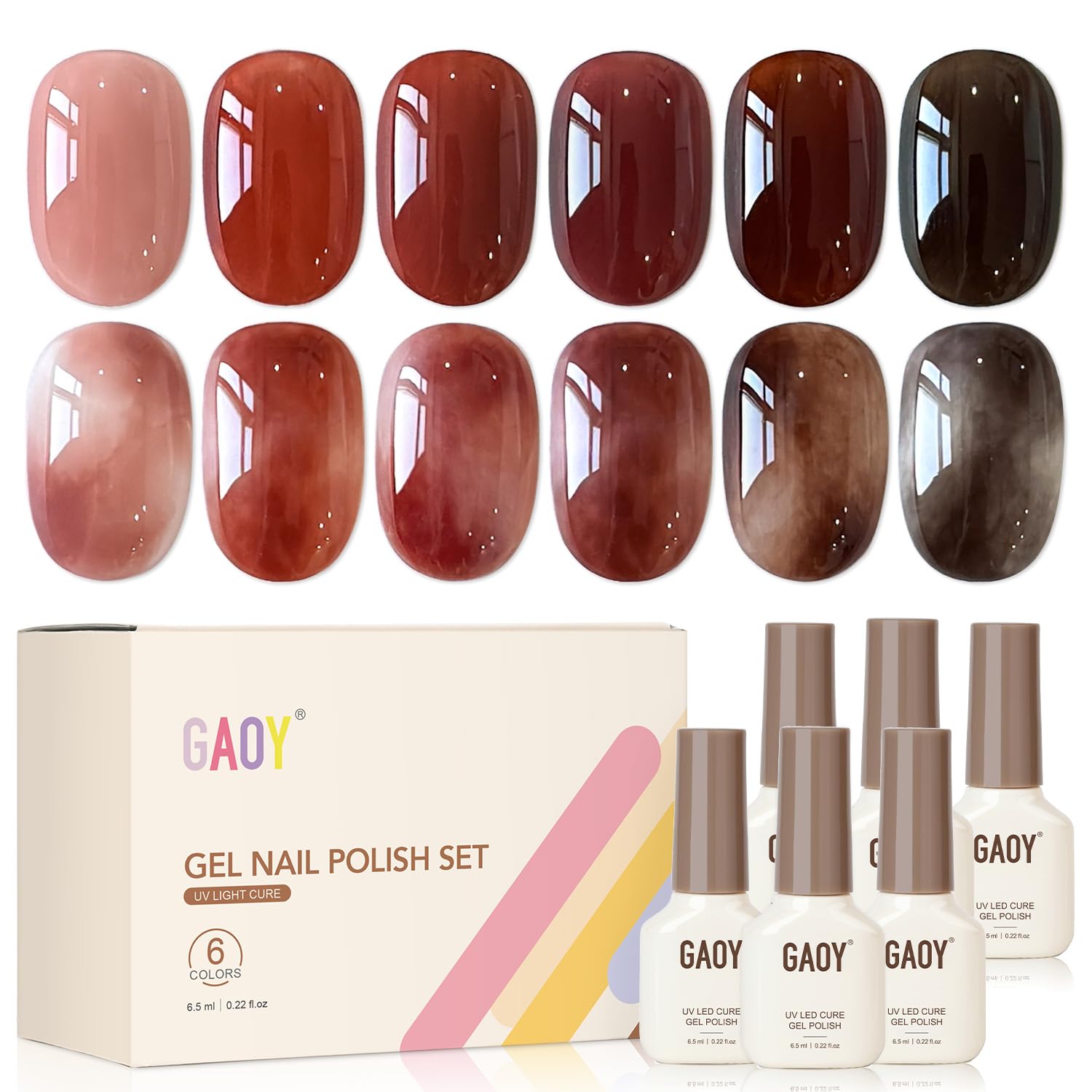 GAOY kit front packaging showing six jelly bottles and clear presentation benefit