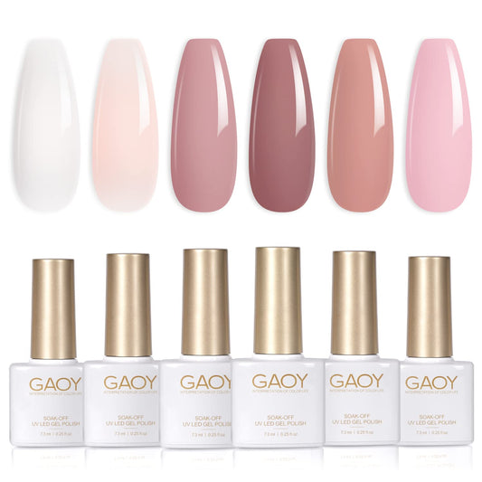 GAOY front packaging with six bottles showing neutral shades and convenience